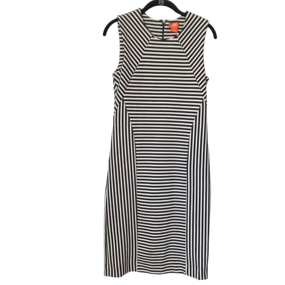 Joe Fresh Dress Size SP Black White Multi Striped Sleeveless Pencil Sheath